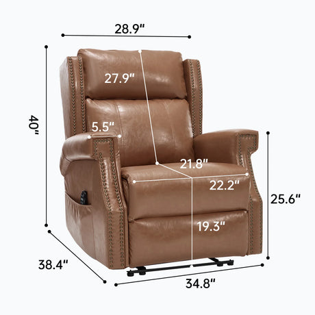 Camel Faux Leather Manual Recliner Chair With Massage Heat - Omega Lifestyles