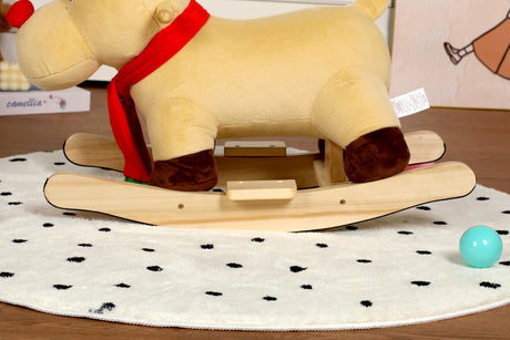 Soft Plush Fabric Kids Ride-On Rocking Horse Toy - Omega Lifestyles