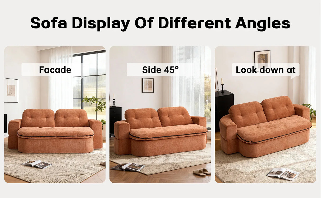 Modern Linen Foam-Filled Convertible Sleeper Sofa Bed With Pillows - Omega Lifestyles