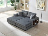 Convertible Corduroy Fabric Sleeper Sofa With Storage - Omega Lifestyles