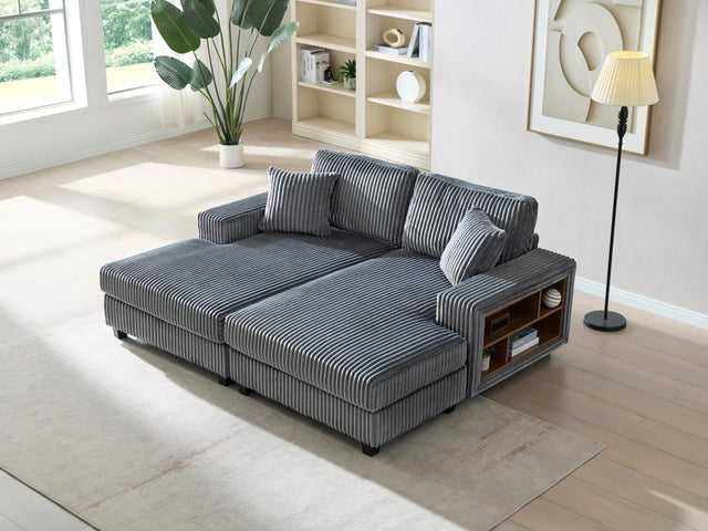 Convertible Corduroy Fabric Sleeper Sofa With Storage - Omega Lifestyles