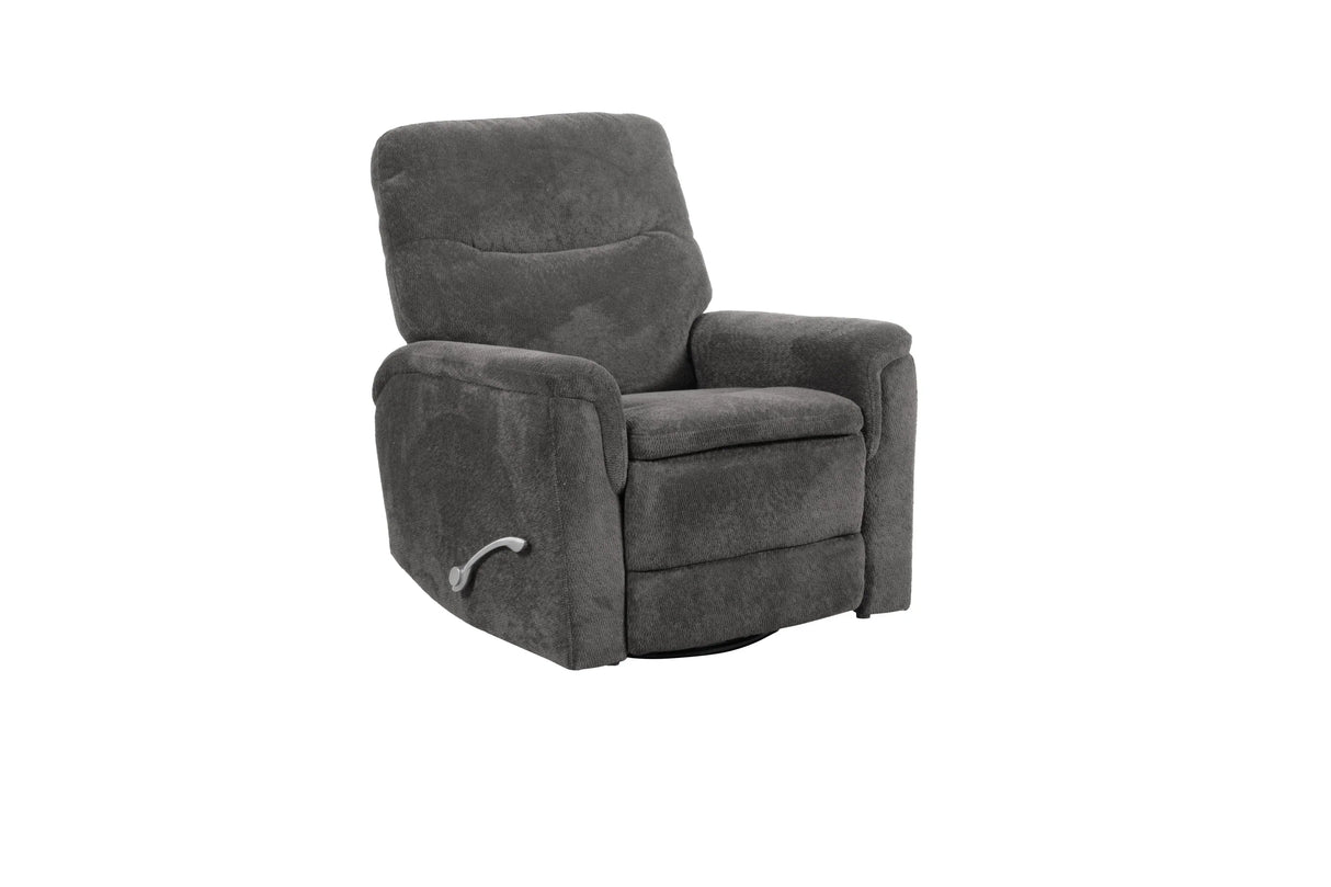 Cozy Gunmetal Manual Swivel Recliner With Microfiber - Omega Lifestyles