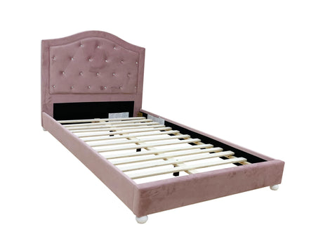 Twin Pink Fabric Upholstered Bed Frame - Omega Lifestyles