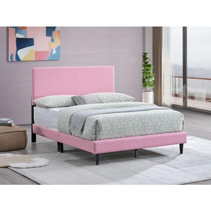 Full Upholstered Pink Adjustable Headboard Bed Frame Full - Omega Lifestyles