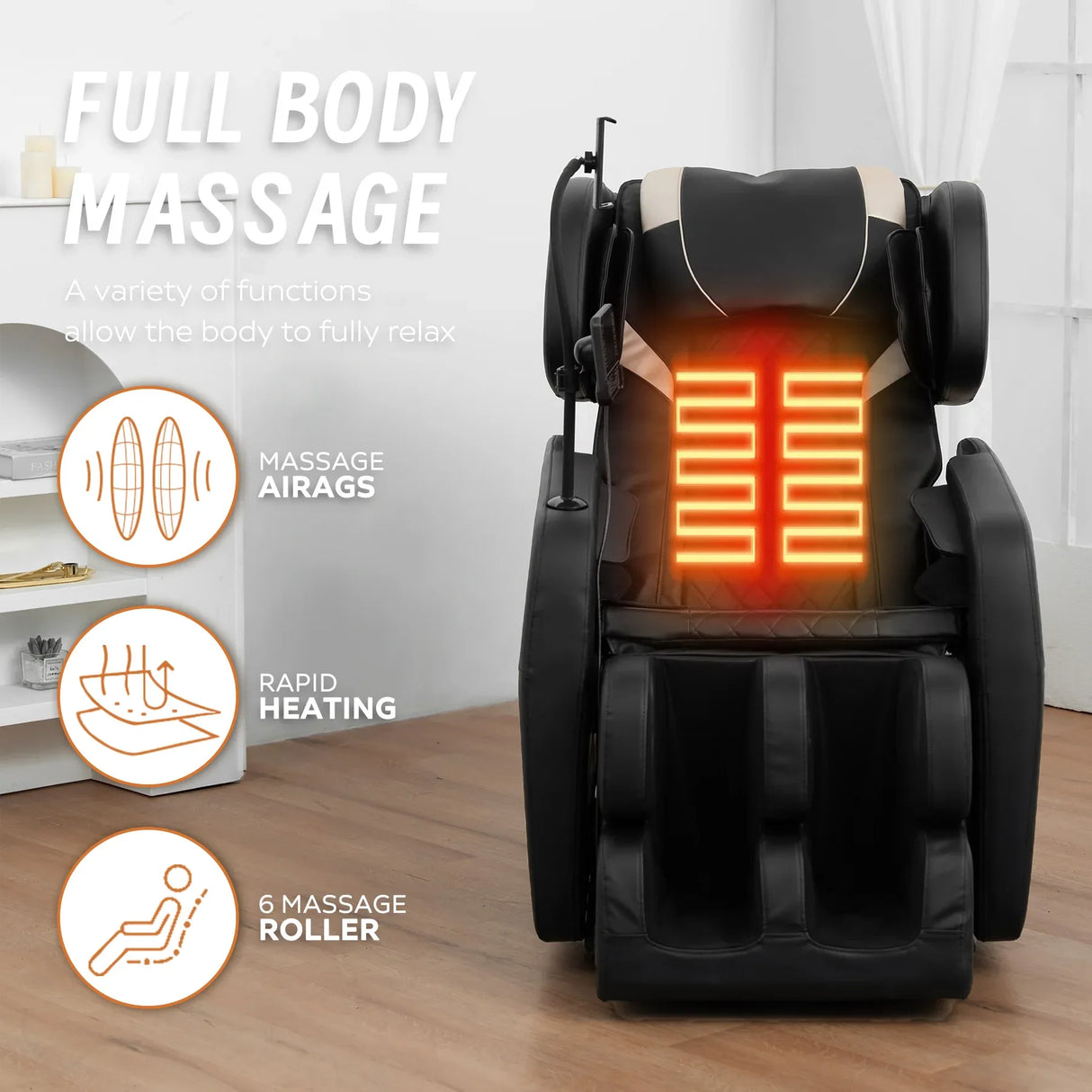 Zero Gravity Full Body Air Pressure PU Leather Massage Chair - Omega Lifestyles
