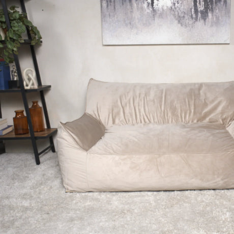 Velveteen Oversized Foam Filled Taupe Bean Bag Chair - Omega Lifestyles