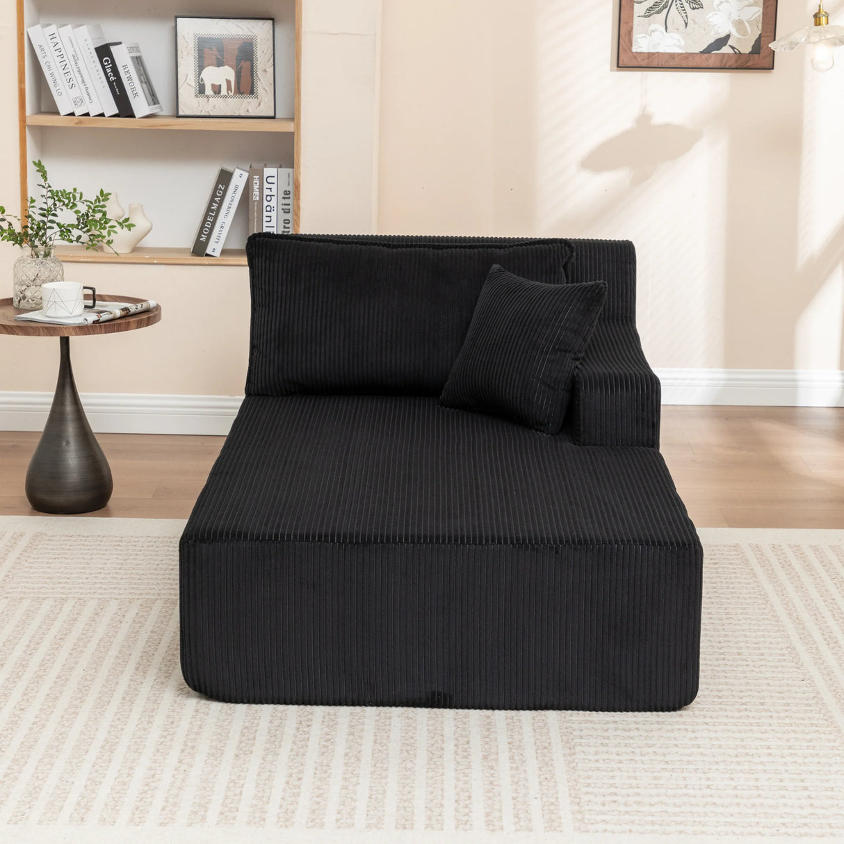 Corduroy Foam Left Armrest Chaise Lounge Chair - Omega Lifestyles