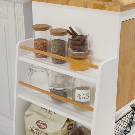 Engineered Wood Kitchen Island Cart With Spice Rack - Omega Lifestyles