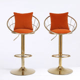 Set of 2 Orange Velvet Adjustable Height Bar Chairs - Omega Lifestyles