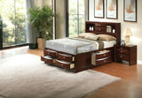 Espresso Finish Storage Bed With Bookcase Headboard - Omega Lifestyles