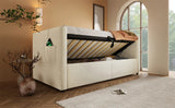 Twin Beige Velvet Upholstered Hydraulic Storage Bed Frame - Omega Lifestyles