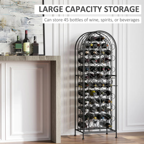 Lockable Wrought Iron Wine Rack With Renaissance Scrollwork - Omega Lifestyles