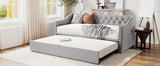 Twin Upholstered Velvet Daybed With Pop-Up Trundle - Omega Lifestyles