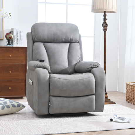Power Lift Light Gray Fabric Recliner Chair With Remote - Omega Lifestyles