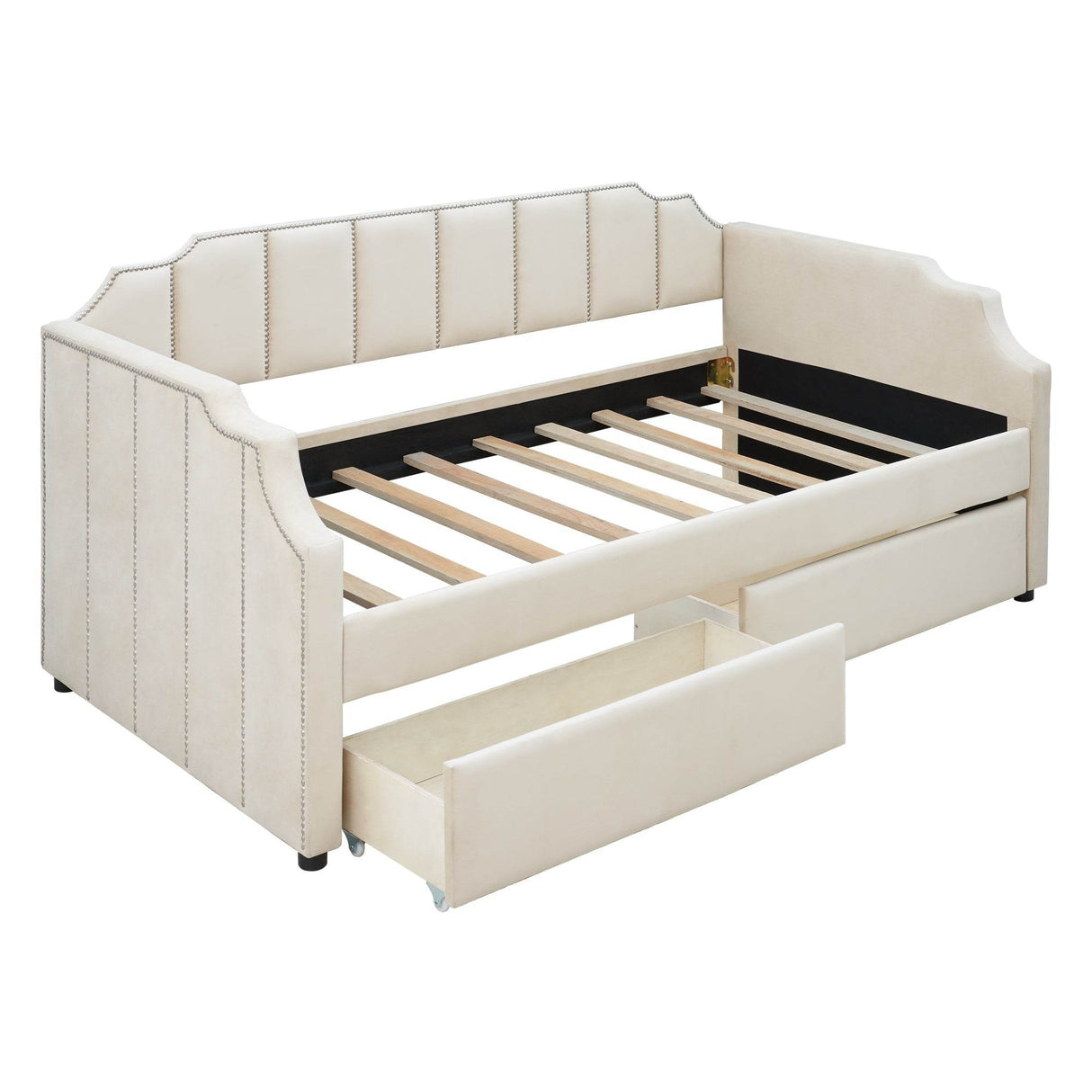 Twin Velvet Upholstered Daybed With Storage Drawers - Omega Lifestyles