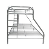 Twin Full Silver Metal Tube Bunk Bed With Guardrails - Omega Lifestyles
