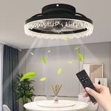Luxury Crystal 16-Inch Flush Mount LED Ceiling Fan