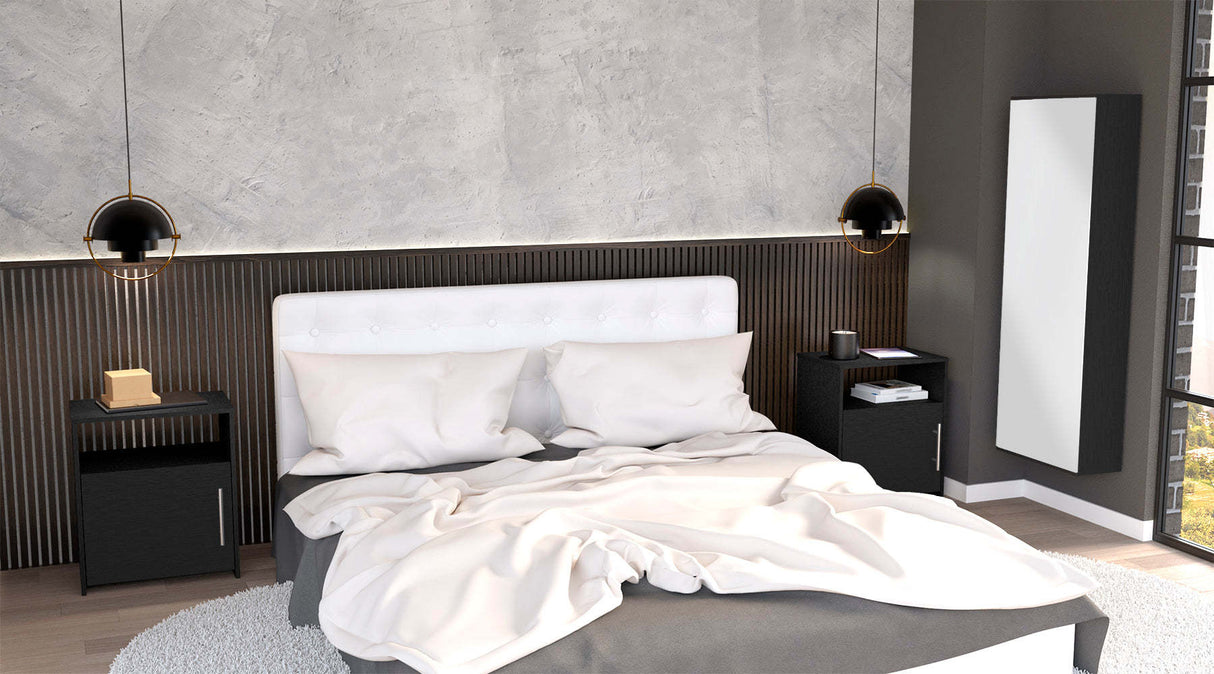 3 Piece Full Bedroom Set With Shoe Rack And Nightstands