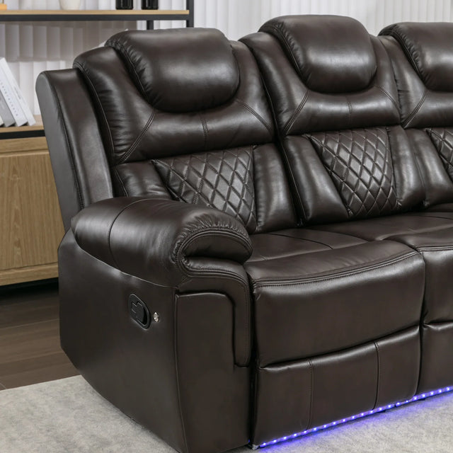 Manual Faux Leather Recliner Chair With LED Light Strip - Omega Lifestyles