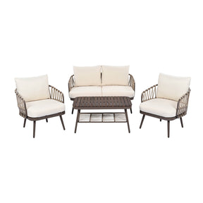 4-Piece Modern Woven Rope Outdoor Furniture Set - Omega Lifestyles