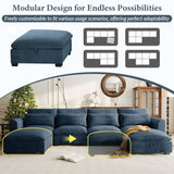 U-Shaped Modular Linen Blend Sofa With Ottomans - Omega Lifestyles