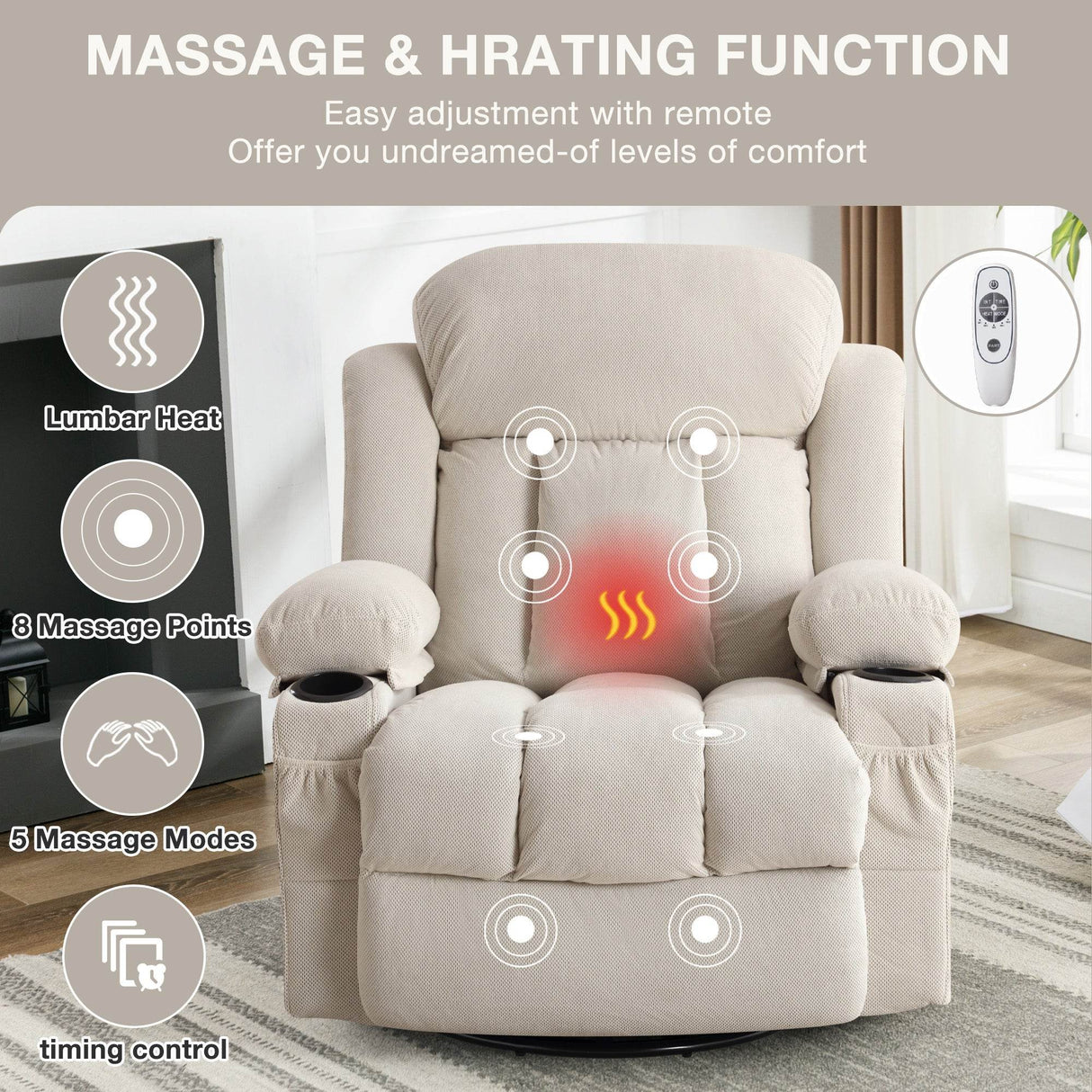 Heated Velvet Swinging Recliner Massage Chair - Omega Lifestyles