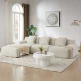 Modern L-Shaped Modular Corduroy 3-Seater Sectional Sofa - Omega Lifestyles