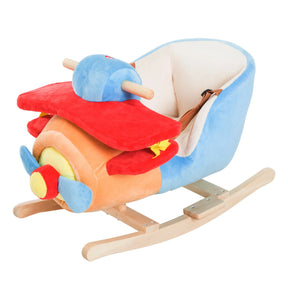 Plush Wooden Kids Ride-On Plane Rocking Chair Toy - Omega Lifestyles
