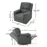Charcoal Fabric Glider Recliner With Swivel And Manual Recline - Omega Lifestyles
