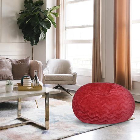 Red 3-Foot Faux Fur Memory Foam Bean Bag Chair - Omega Lifestyles