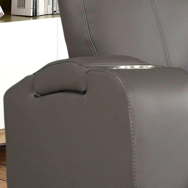 Electric Power Recliner Chair Upholstered Faux Leather Gray - Omega Lifestyles