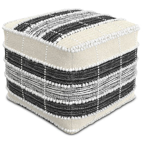 Recycled Fabric Square Pouf With Polystyrene Bead Filling - Omega Lifestyles