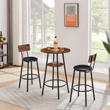 Rustic Brown Bar Table Set With Upholstered Stools - Omega Lifestyles