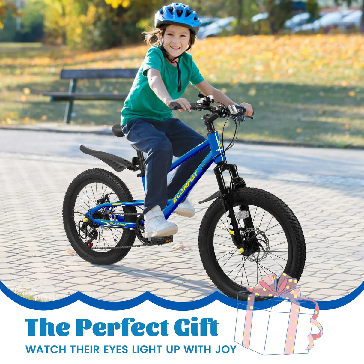 20-Inch Blue Steel Frame Kids Bike With 7-Speed Suspension - Omega Lifestyles