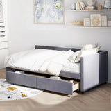 Twin Velvet Upholstered Platform Bed With Storage Drawers - Omega Lifestyles