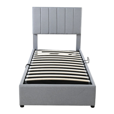 Twin Upholstered Platform Bed With Hydraulic Storage - Omega Lifestyles