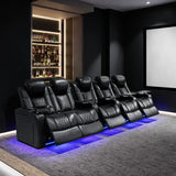 Top-Grain Nappa Genuine Leather Power Recliner With LED Lighting - Omega Lifestyles