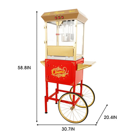 Commercial 16Oz Stainless Steel Popcorn Machine With Cart - Omega Lifestyles