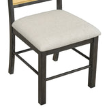 7-Piece Farmhouse Dining Table Set With Rattan Chairs - Omega Lifestyles