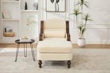 Beige Chenille Upholstered Wide Seat Lounge Chair - Omega Lifestyles