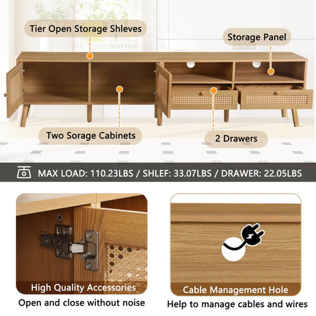 Boho Farmhouse Solid Wood TV Stand Cabinet - Sleep Galleria