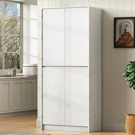 Modern Curved Design Kitchen Pantry Cabinet With Drawer - Omega Lifestyles