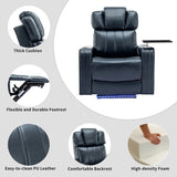 Blue PU Leather Power Recliner Chair With Cooling Cup Holder - Omega Lifestyles