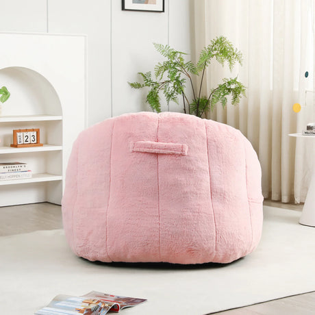 High Density Foam Pink Faux Fur Beanbag Chair - Omega Lifestyles