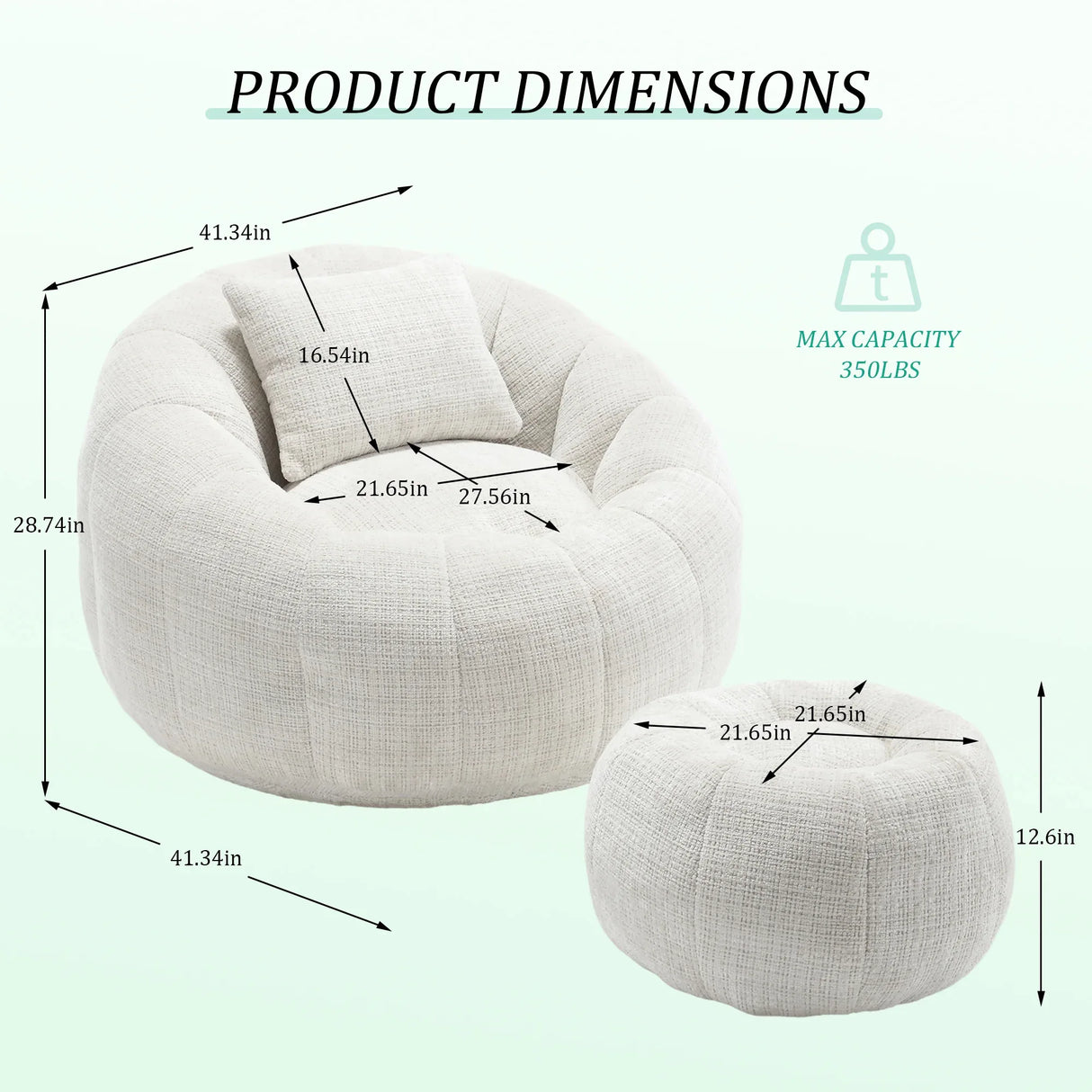 Ergonomic Chenille Foam-Padded Round Chair With Ottoman - Omega Lifestyles