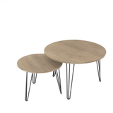 Set of 2 Rustic Brown Round Nesting Coffee Tables - Sleep Galleria