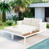 Modern 2 in 1 Outdoor Daybed With Wood Side Spaces