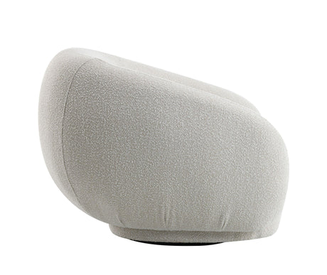 Beige Boucle Swivel Accent Chair With High-Density Foam Cushion - Omega Lifestyles