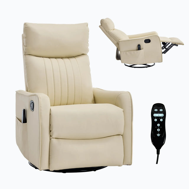 Beige Faux Leather Manual Massage Recliner Chair - Omega Lifestyles