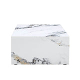 MDF Marble Pattern Modern White Coffee Table - Sleep Galleria